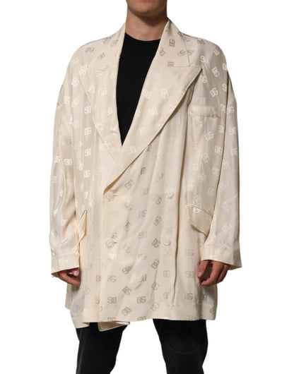 Dolce & Gabbana Beige Polyester Logo Monogram Coat Jacket - The Gentlemen's Vault