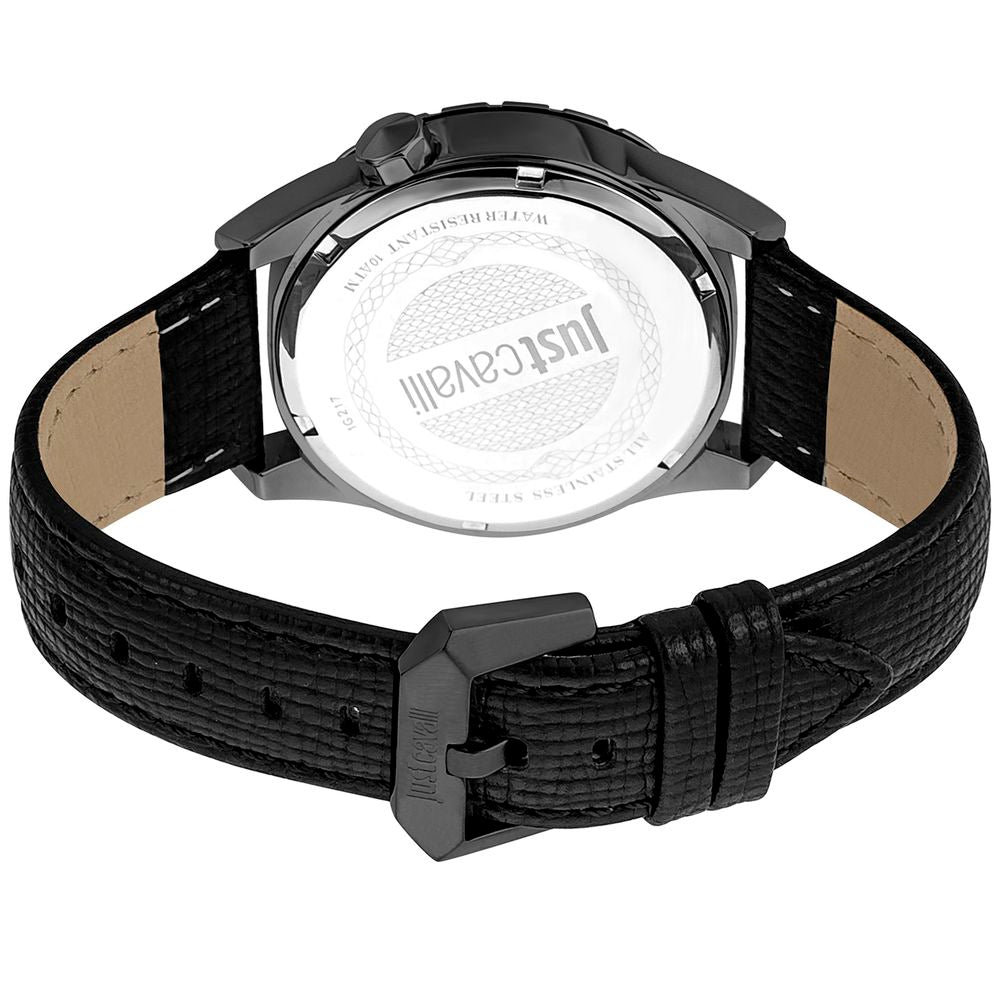 Just Cavalli Black Leather Dress Watch - The Gentlemen's Vault