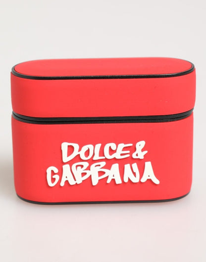 Dolce & Gabbana Red PVC DG Logo Embossed Men Flip Holder Airpods Case - The Gentlemen's Vault