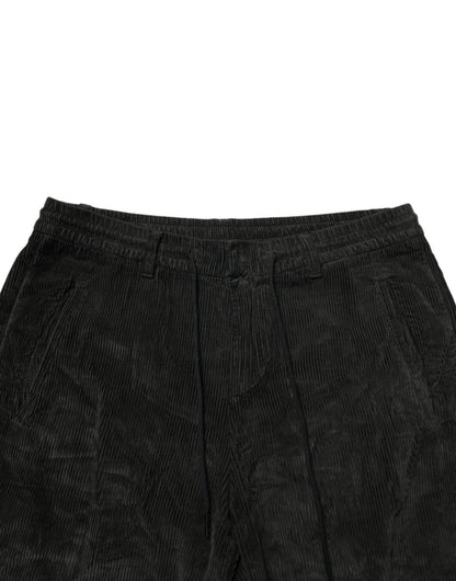 Dondup Black Mid Waist Cropped Corduroy Men Trouser Pants - The Gentlemen's Vault