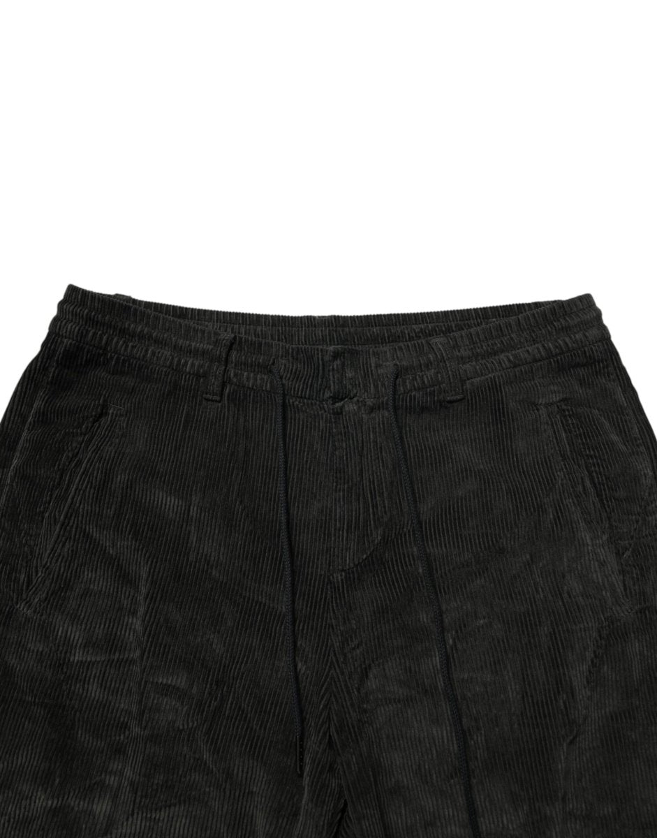 Dondup Black Mid Waist Cropped Corduroy Men Trouser Pants - The Gentlemen's Vault