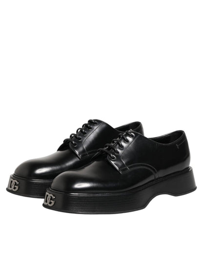 Dolce & Gabbana Black Calfskin Leather Men Derby Dress Shoes - The Gentlemen's Vault