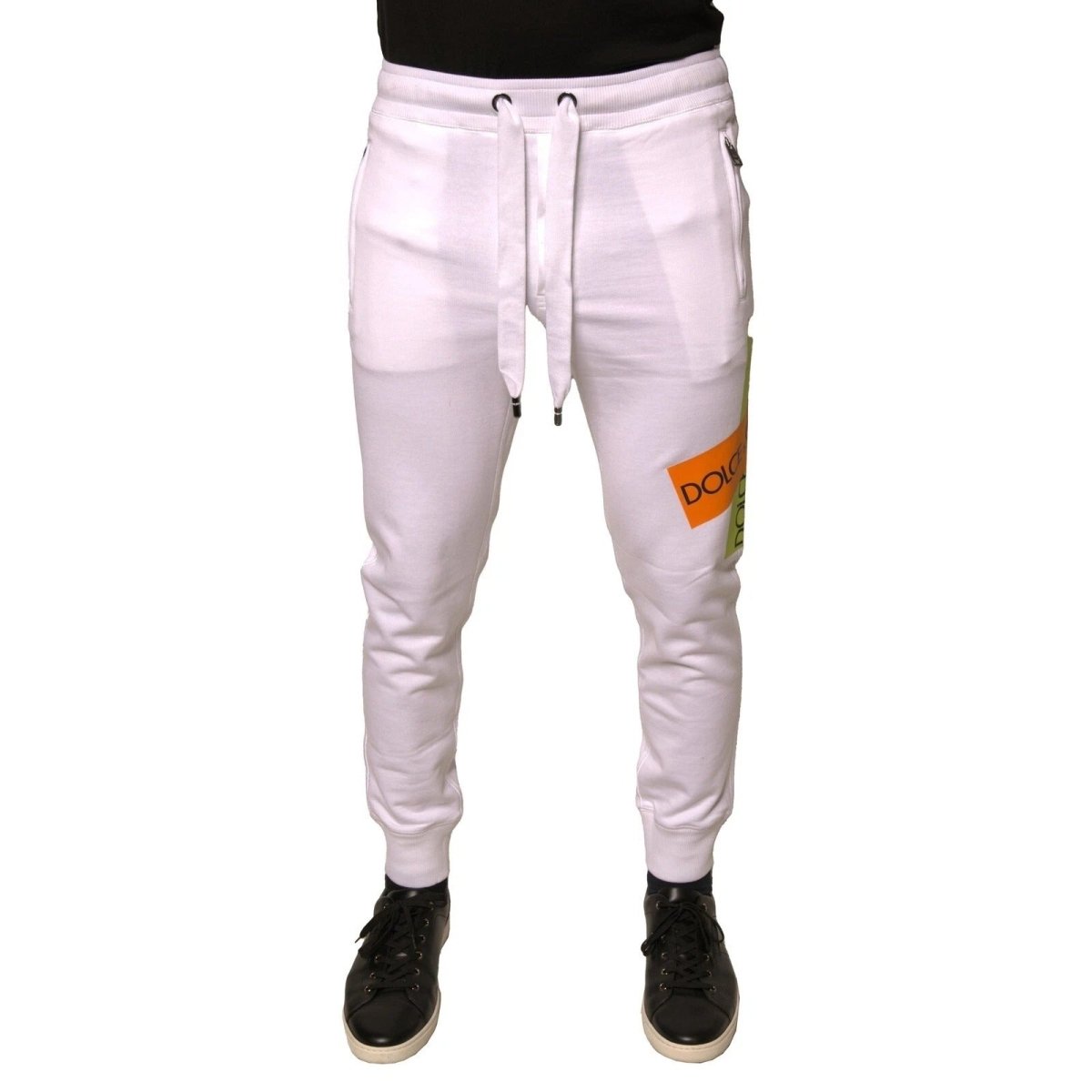 Dolce & Gabbana White Logo Tape Jogger Cotton Sweatpant Pants - The Gentlemen's Vault