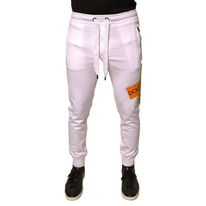 Dolce & Gabbana White Logo Tape Jogger Cotton Sweatpant Pants - The Gentlemen's Vault