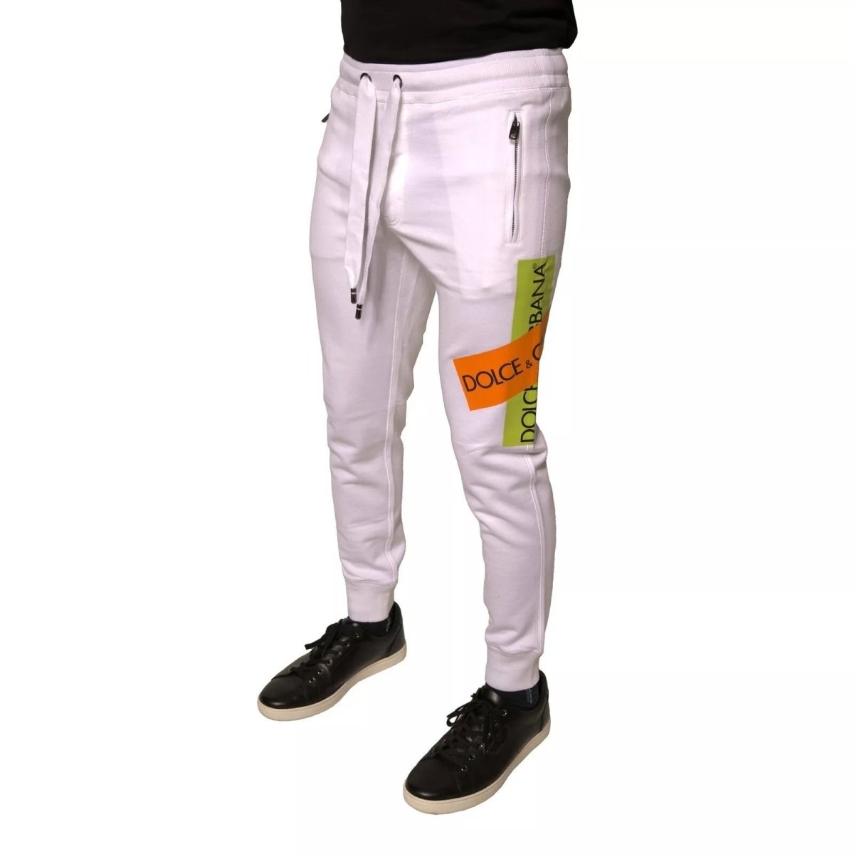 Dolce & Gabbana White Logo Tape Jogger Cotton Sweatpant Pants - The Gentlemen's Vault