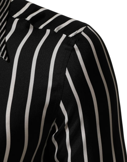 Dolce & Gabbana Black White Stripes Men MARTINI Dress Shirt - The Gentlemen's Vault