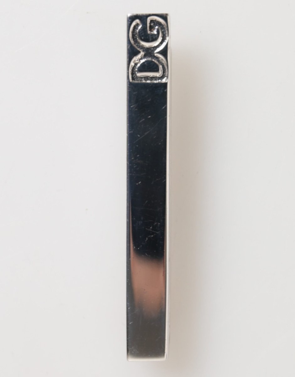Dolce & Gabbana Silver Tone Brass Logo Branded Men Accessory Tie Clip Bar - The Gentlemen's Vault