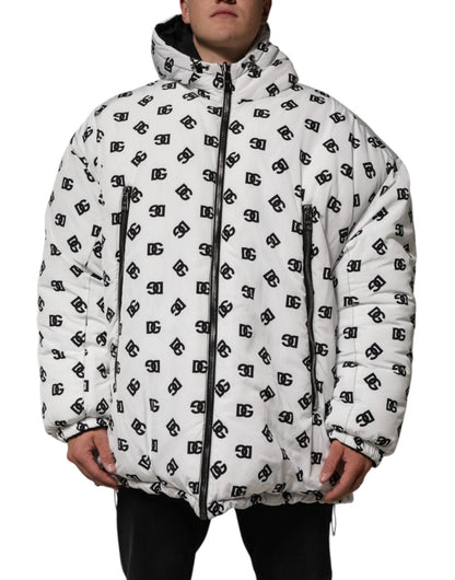 Dolce & Gabbana White DG Monogram Hooded Puffer Jacket - The Gentlemen's Vault