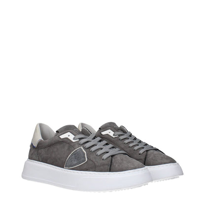 Philippe Model Gray Leather Sneakers - The Gentlemen's Vault