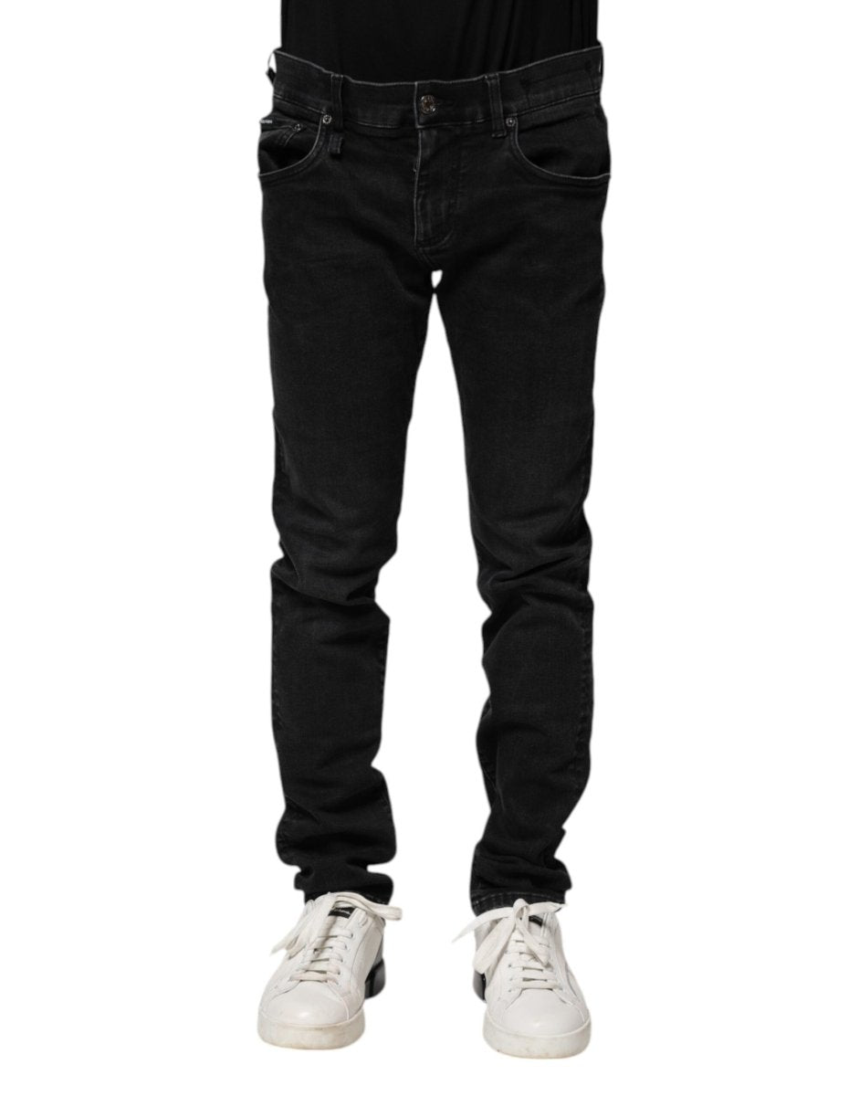 Dolce & Gabbana Black Cotton Skinny Men Denim Jeans - The Gentlemen's Vault