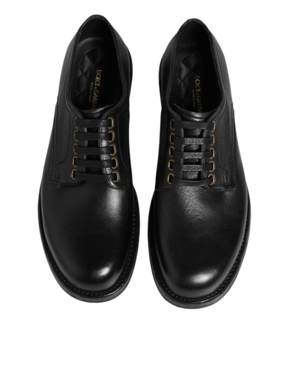 Dolce & Gabbana Black Leather Lace Up Derby Formal Shoes - The Gentlemen's Vault
