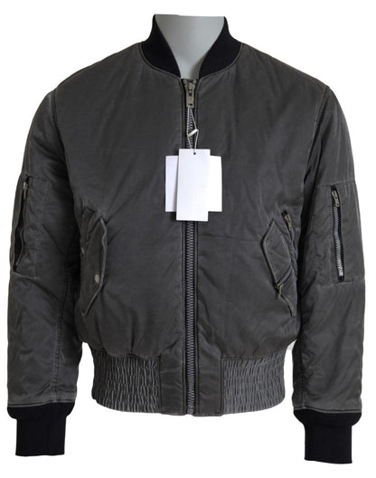 MM6 Maison Margiela Gray Bomber Zipper Pocket Sleeves Jacket - The Gentlemen's Vault