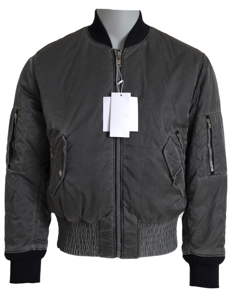 MM6 Maison Margiela Gray Bomber Zipper Pocket Sleeves Jacket - The Gentlemen's Vault