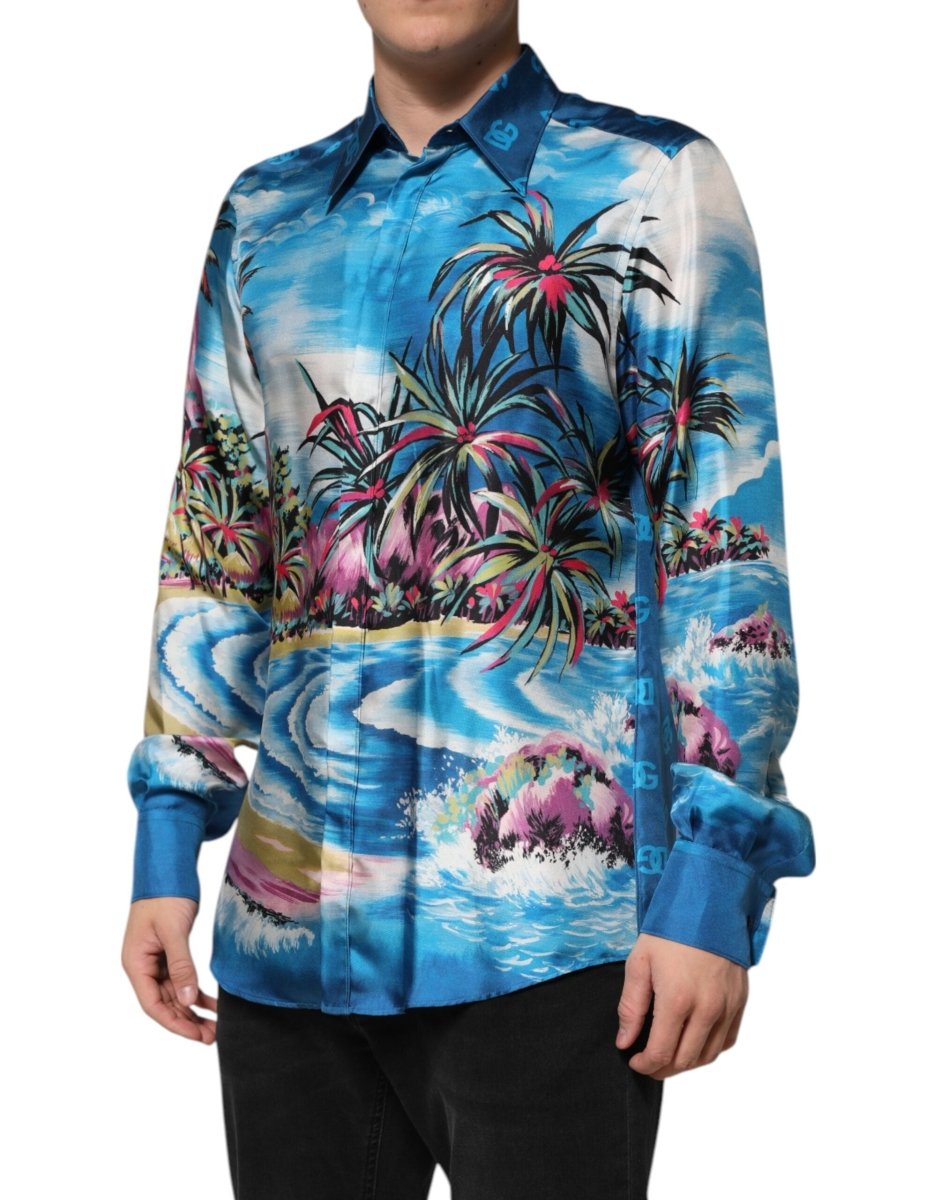 Dolce & Gabbana Multicolor Silk DG Long Sleeves Formal Shirt - The Gentlemen's Vault