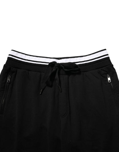 Dolce & Gabbana Black Cotton Sacred - Heart Men Jogger Pants - The Gentlemen's Vault