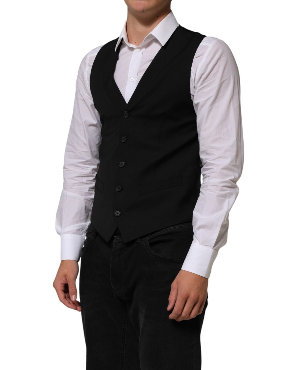 Dolce & Gabbana Black Polyester Dress Formal Waistcoat Vest - The Gentlemen's Vault