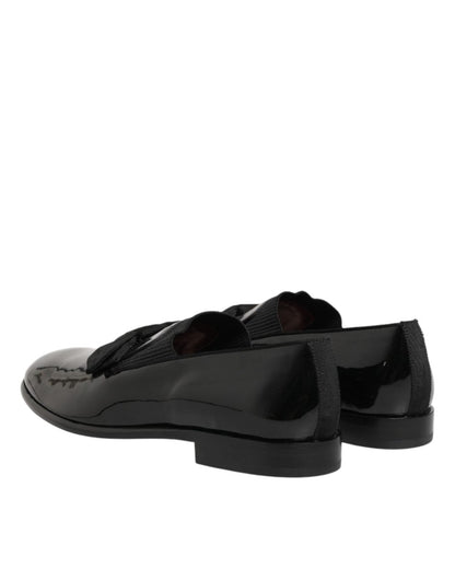 Dolce & Gabbana Black Leather Slip On Dress Men Loafers Shoes - The Gentlemen's Vault
