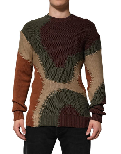 Dolce & Gabbana Multicolor Cotton Abstract Men Pullover Sweater - The Gentlemen's Vault