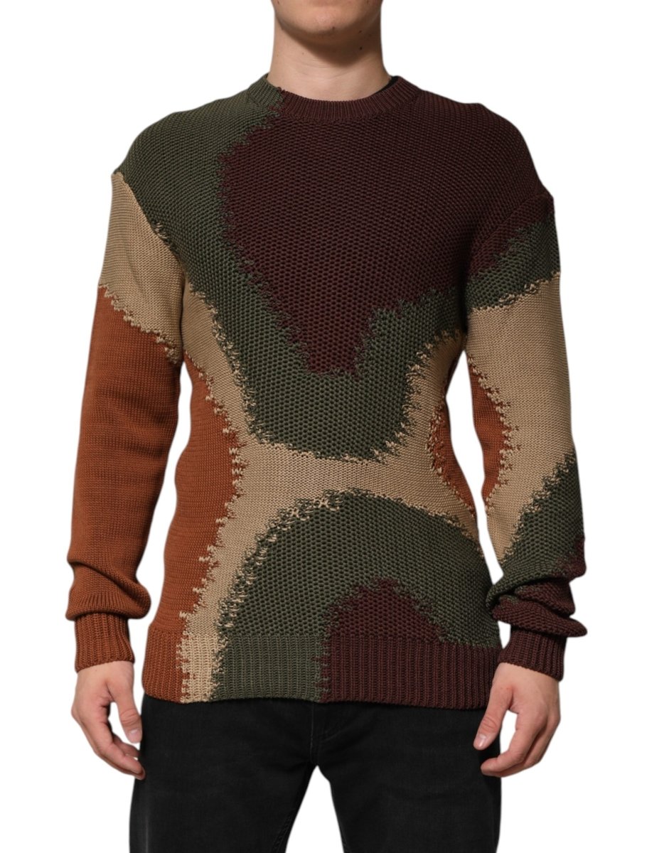 Dolce & Gabbana Multicolor Cotton Abstract Men Pullover Sweater - The Gentlemen's Vault