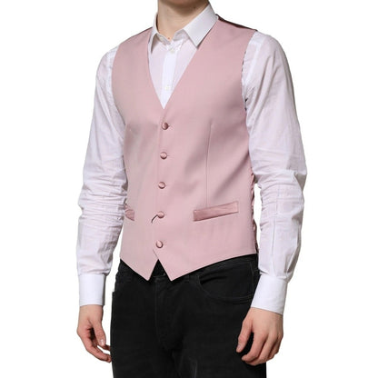 Dolce & Gabbana Pink Wool Dress Formal Men Waistcoat Vest - The Gentlemen's Vault