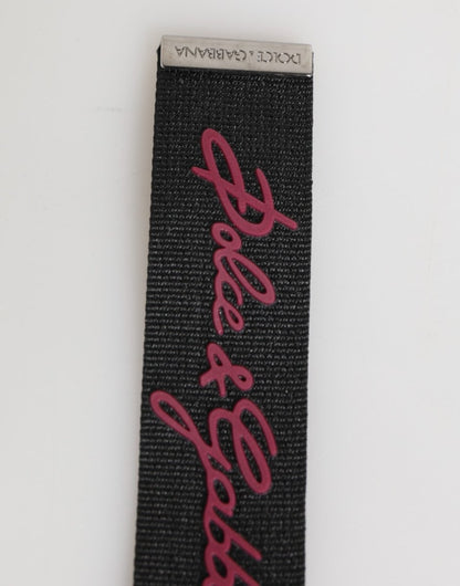 Dolce & Gabbana Black Red Polyester DG Logo Silver Men Keychain Keyring - The Gentlemen's Vault