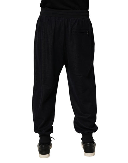 Dolce & Gabbana Black Cotton Blend Drawstring Jogger Jogger Pants - The Gentlemen's Vault