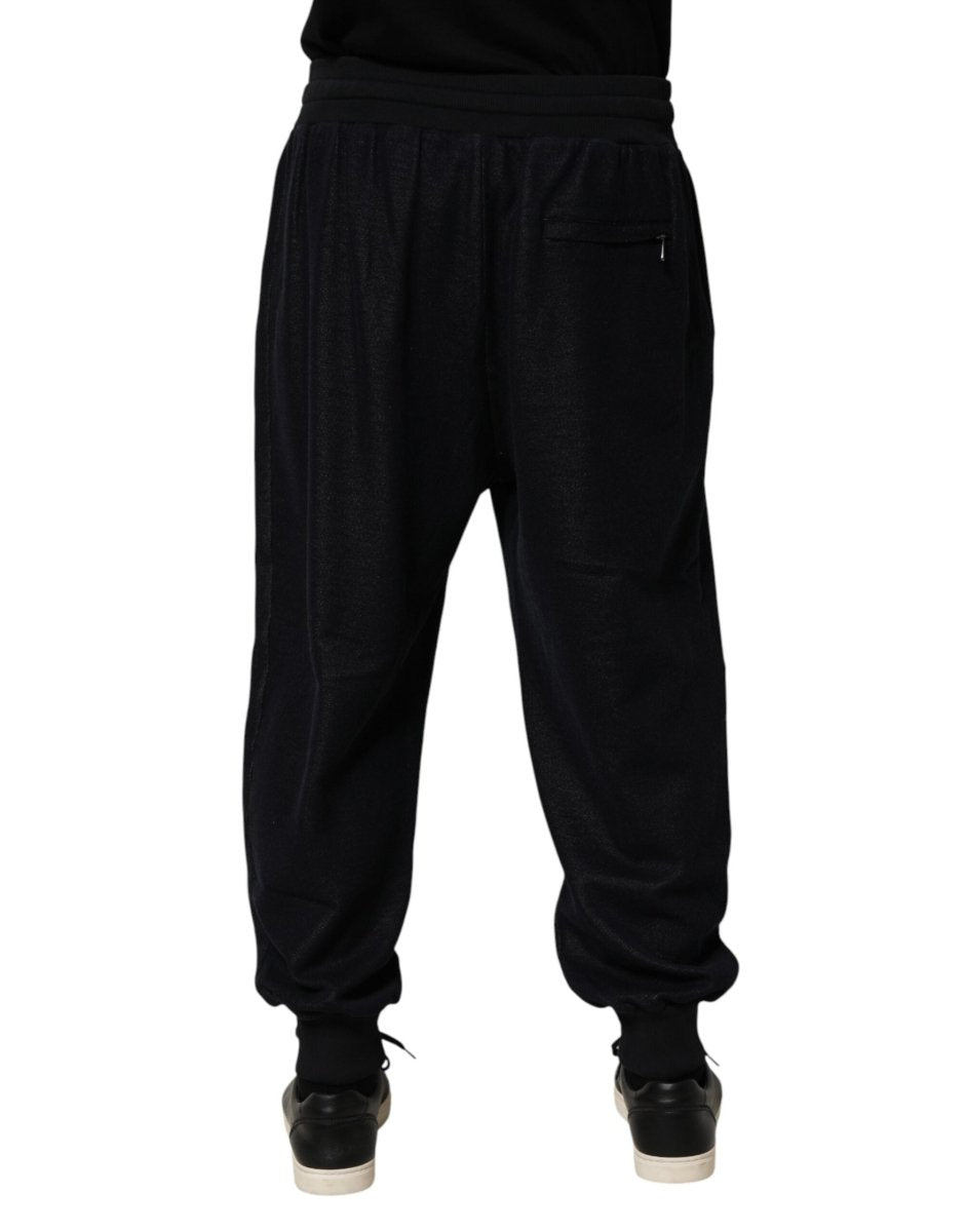 Dolce & Gabbana Black Cotton Blend Drawstring Jogger Jogger Pants - The Gentlemen's Vault
