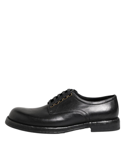 Dolce & Gabbana Black Leather Lace Up Derby Formal Shoes - The Gentlemen's Vault