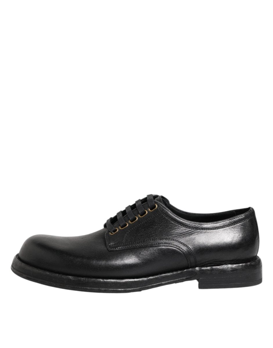 Dolce & Gabbana Black Leather Lace Up Derby Formal Shoes - The Gentlemen's Vault