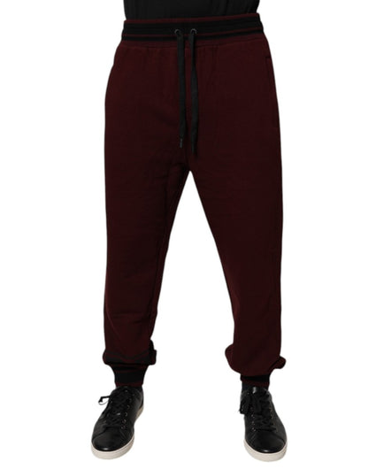 Dolce & Gabbana Maroon Cotton Men Jogger Sweatpants Pants - The Gentlemen's Vault