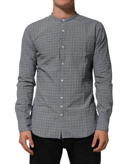 AGLINI Gray Polka Dot Cotton Button Down Long Sleeves Shirt - The Gentlemen's Vault