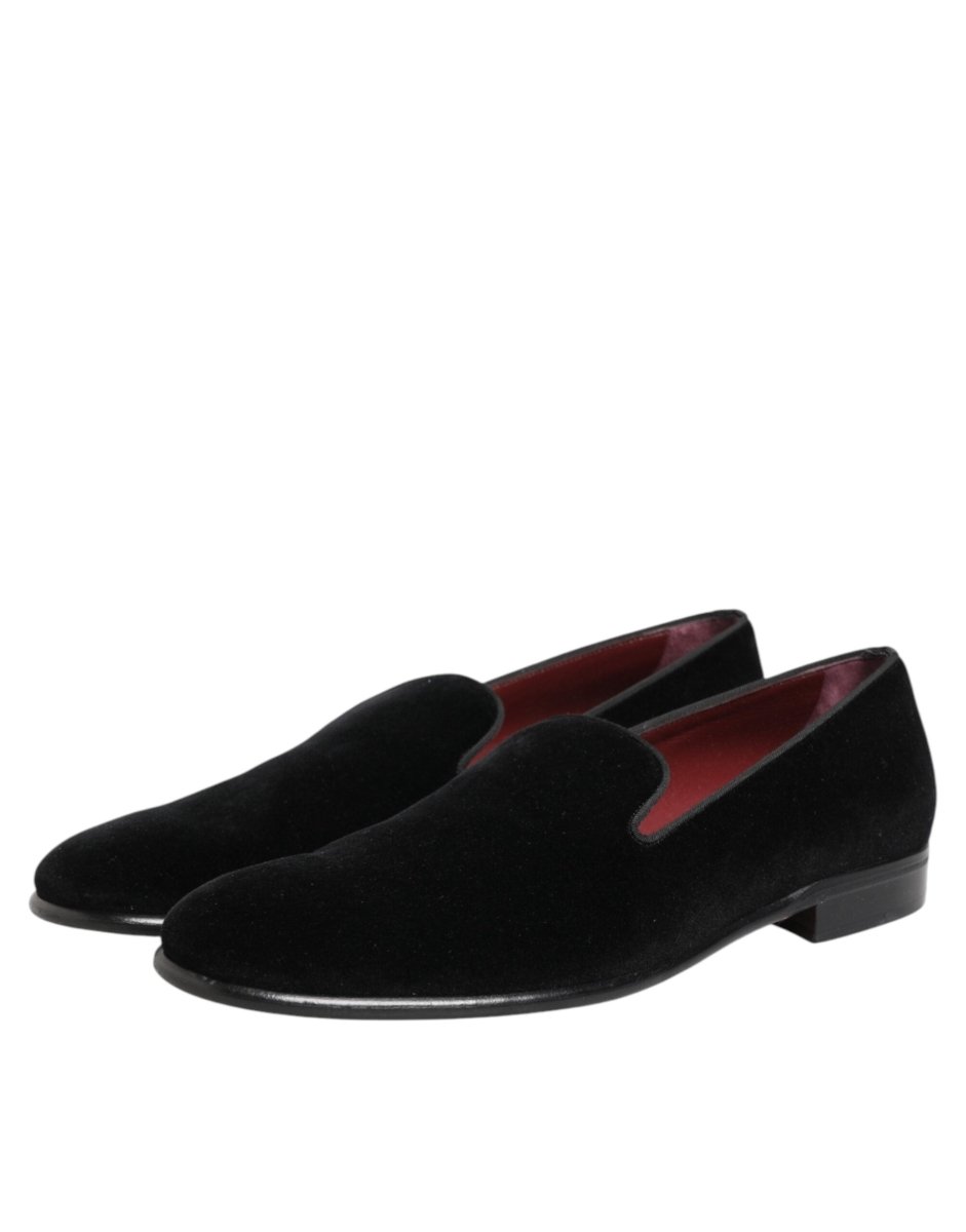 Dolce & Gabbana Black Leather Suede Slip On Loafer Dress Shoes - The Gentlemen's Vault