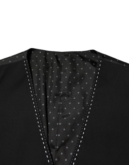 Dolce & Gabbana Black Wool Dress Formal Men Waistcoat Vest - The Gentlemen's Vault