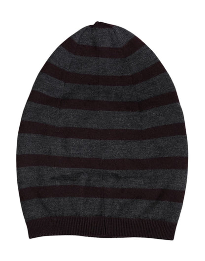 Dolce & Gabbana Gray Striped Wool Knitted Winter Beanie Hat - The Gentlemen's Vault