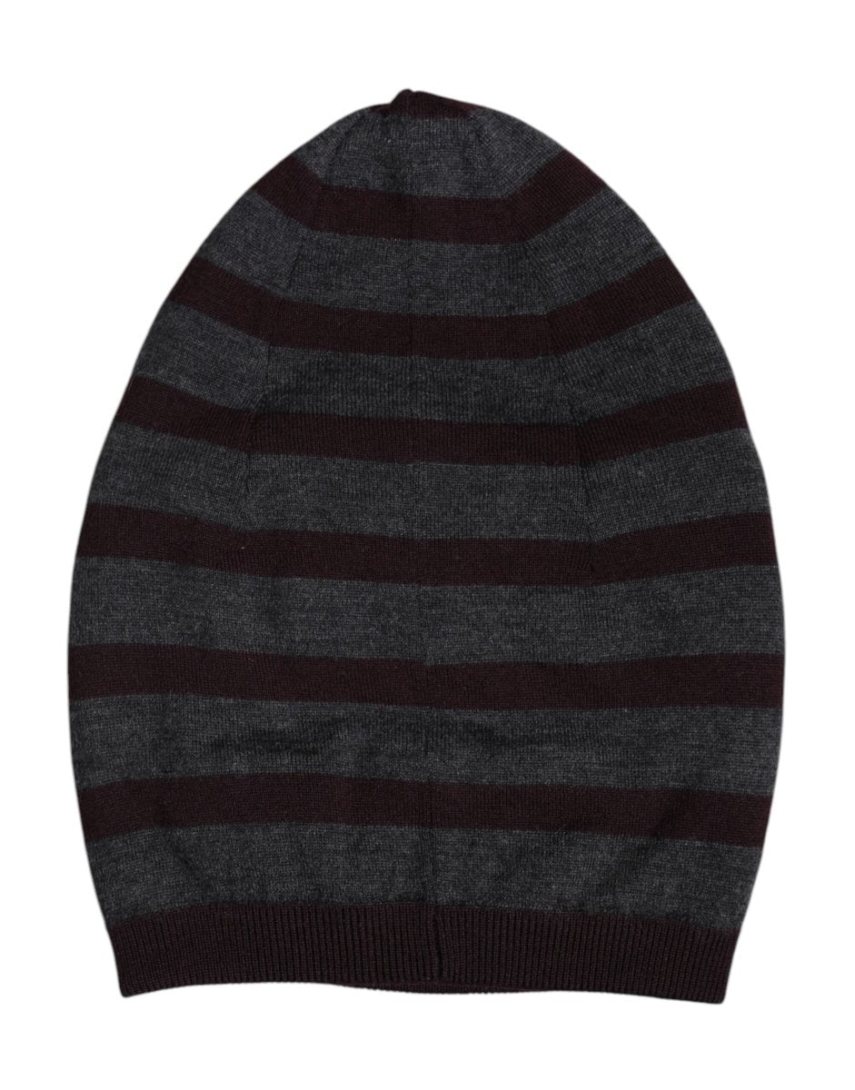 Dolce & Gabbana Gray Striped Wool Knitted Winter Beanie Hat - The Gentlemen's Vault