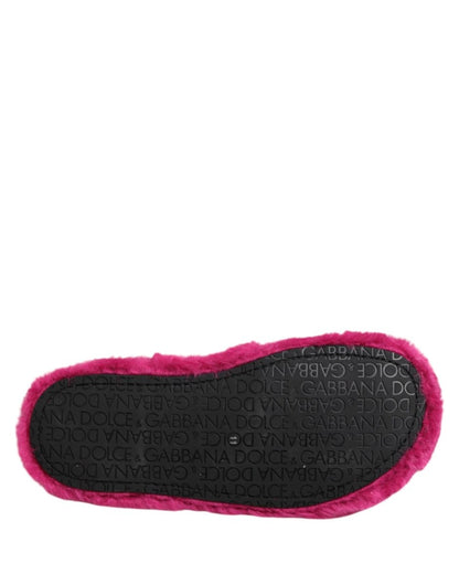Dolce & Gabbana Pink Acrylic Faux Fur Mens Flats Sandals Shoes - The Gentlemen's Vault