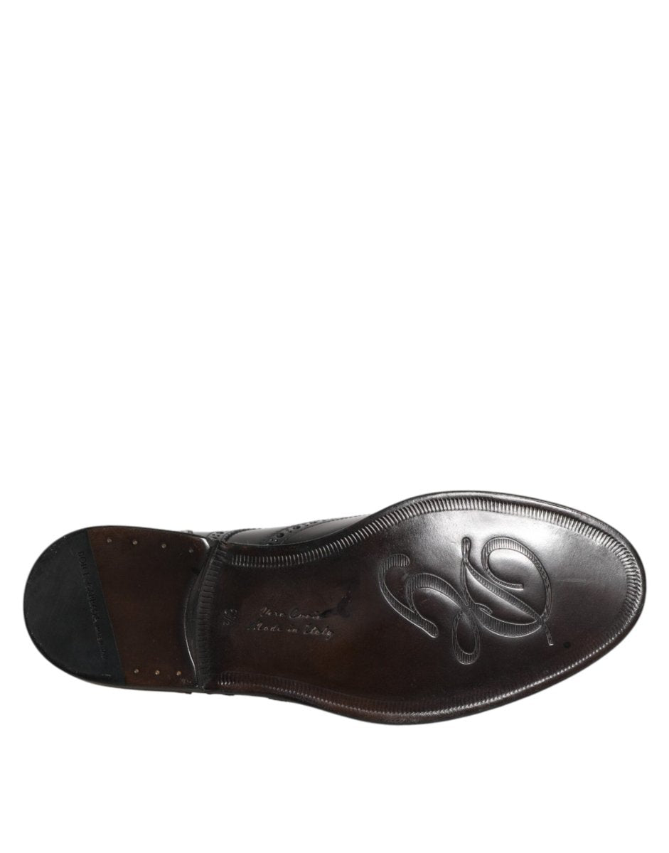 Dolce & Gabbana Black Leather Derby Wingtip Formal Shoes - The Gentlemen's Vault