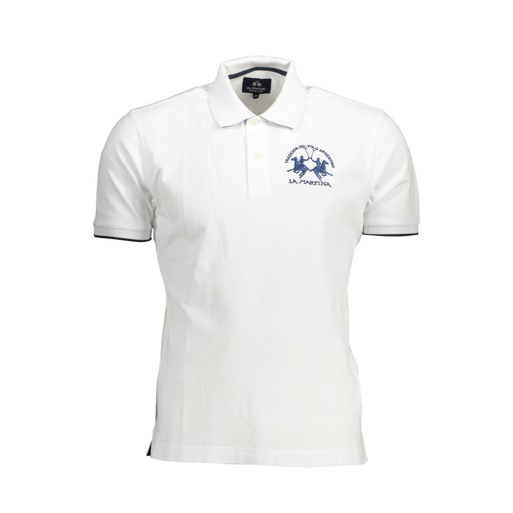 La Martina Elegant Short - Sleeved White Polo for Men - The Gentlemen's Vault