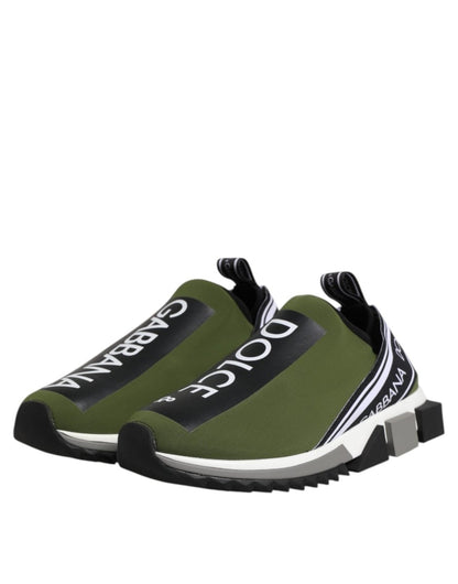 Dolce & Gabbana Green Black Slip On Sorrento Sneakers Shoes - The Gentlemen's Vault