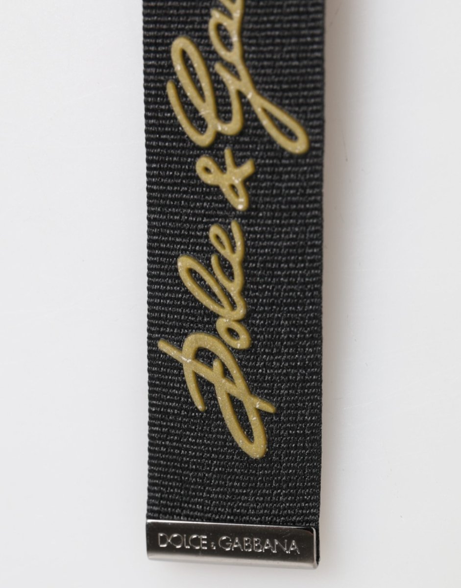 Dolce & Gabbana Black Yellow Polyester DG Logo Silver Keychain Keyring - The Gentlemen's Vault