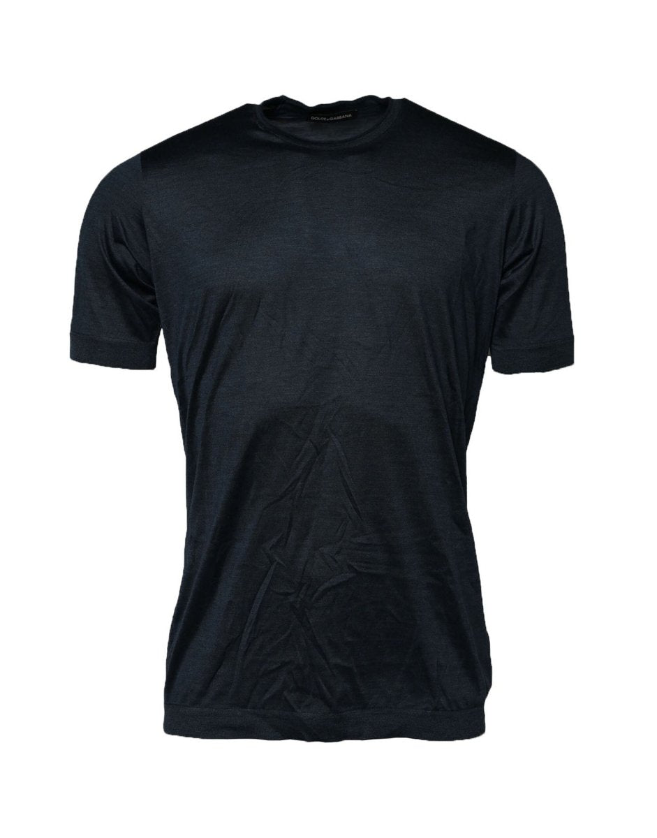 Dolce & Gabbana Blue Silk Crew Neck Short Sleeves Men T-Shirt - The Gentlemen's Vault