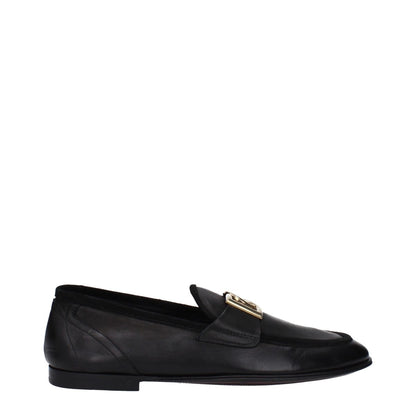Dolce & Gabbana Black Leather Slip - On Loafers - The Gentlemen's Vault