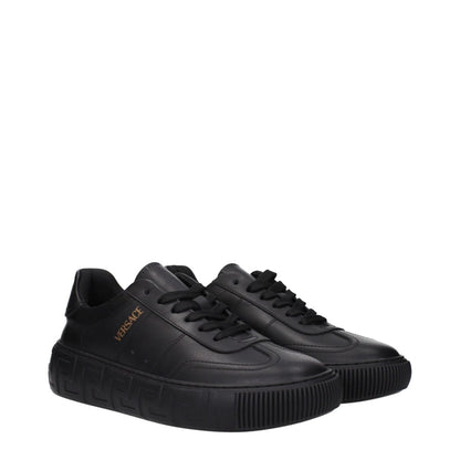 Versace Black Leather Low Tops - The Gentlemen's Vault