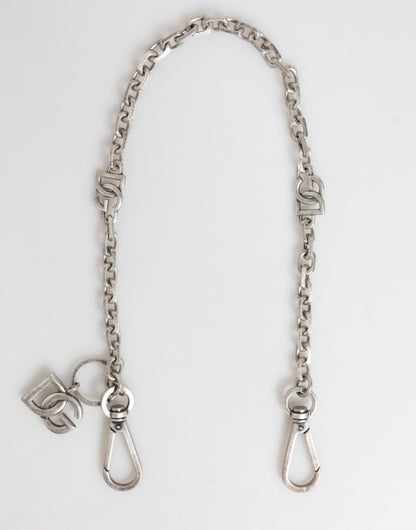 Dolce & Gabbana Silver Tone Brass DG Logo Detailing Chain Men Necklace - The Gentlemen's Vault