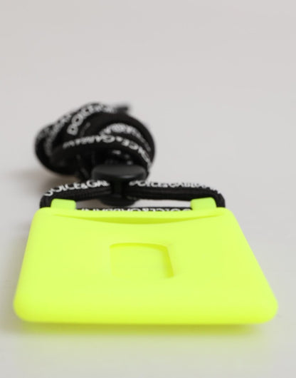 Dolce & Gabbana Yellow Green Rubber DG Embossed Adjustable Badge Holder - The Gentlemen's Vault
