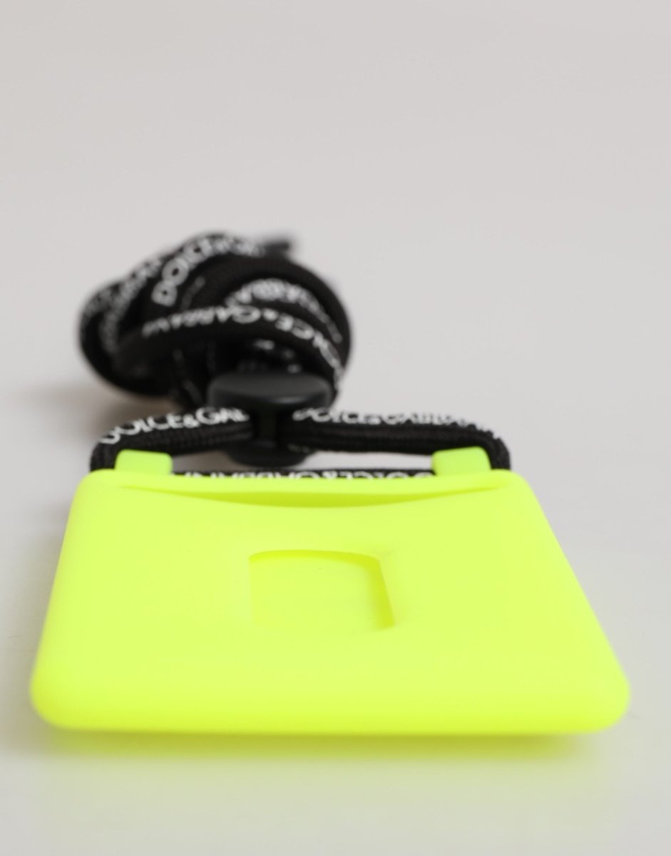 Dolce & Gabbana Yellow Green Rubber DG Embossed Adjustable Badge Holder - The Gentlemen's Vault