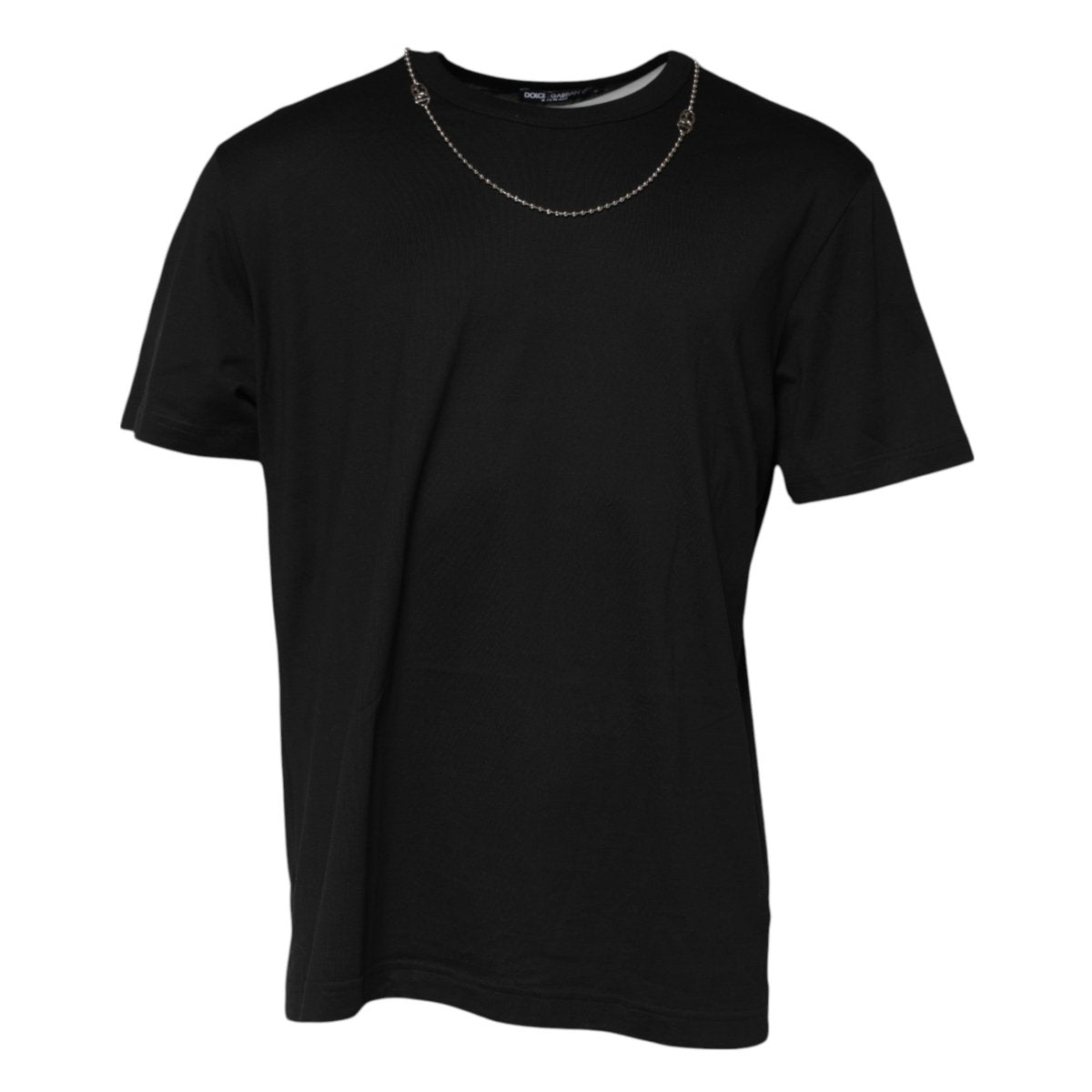Dolce & Gabbana Black Chain Necklace Cotton Crewneck T-shirt - The Gentlemen's Vault