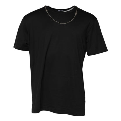 Dolce & Gabbana Black Chain Necklace Cotton Crewneck T-shirt - The Gentlemen's Vault