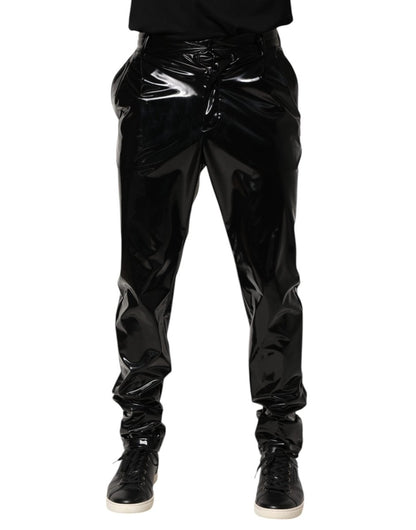 Dolce & Gabbana Black Polyester Mid Waist Men Trouser Pants - The Gentlemen's Vault