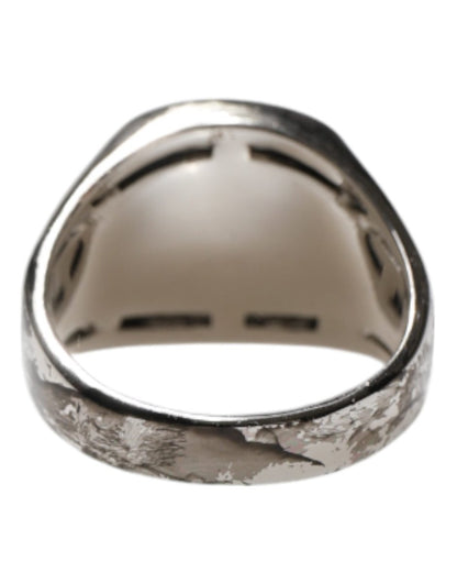 Dolce & Gabbana Silver Tone Engraved Two Color Real Brass Ring - The Gentlemen's Vault